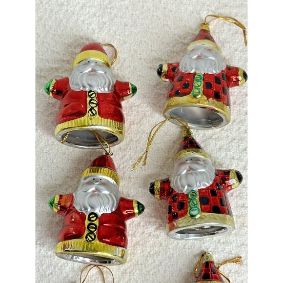 Christmas Tree Santa Claus Ornaments with Hangers 8 ea Small 3" Holiday Jolly - Picture 6 of 12